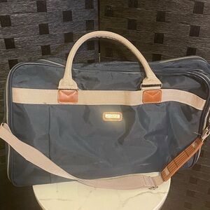 Vintage Jaguar Carry-on Luggage Duffle Bag w/ Strap Green/Beige/Brown 20"x14"x8"